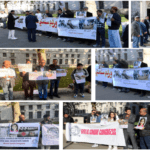 Members of the World Sindhi Congress demonstrate against Pakistan’s human rights abuses outside the UK prime minister’s home.